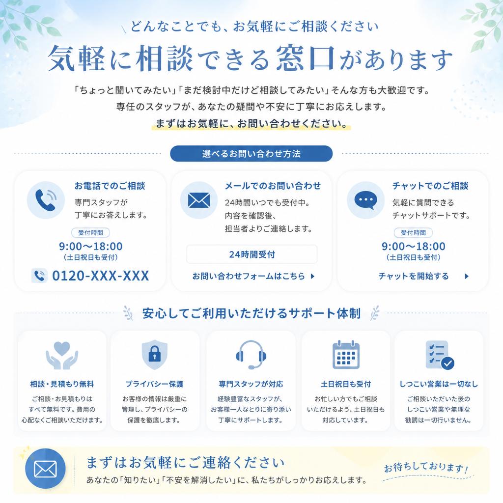 まずは無料相談を！