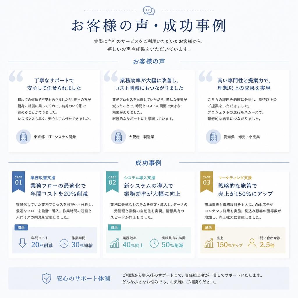 お客様の声と成功事例のご紹介