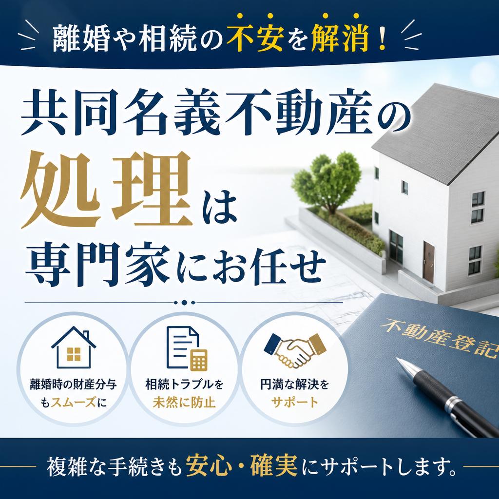 離婚や相続の不安を解消！共同名義不動産の処理は専門家にお任せ